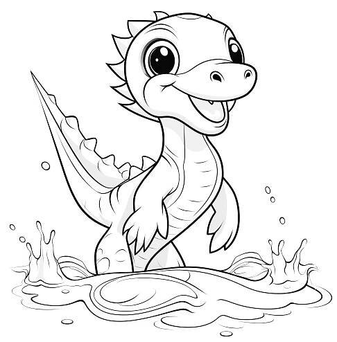 Velociraptor ve vodě (zdarma omalovánka)