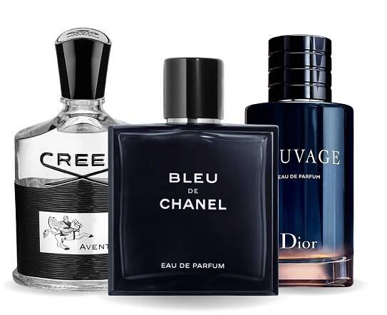 Sada 3 parfémů perfumes Creed AVENTUS, BLEU DE CHANEL, Dior SAUVAGE 10