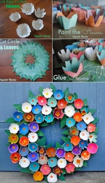 Recycle an Egg Carton to Make This Unique Wreath. | Paskalya elişleri, El işi, Bahar el i̇şleri
