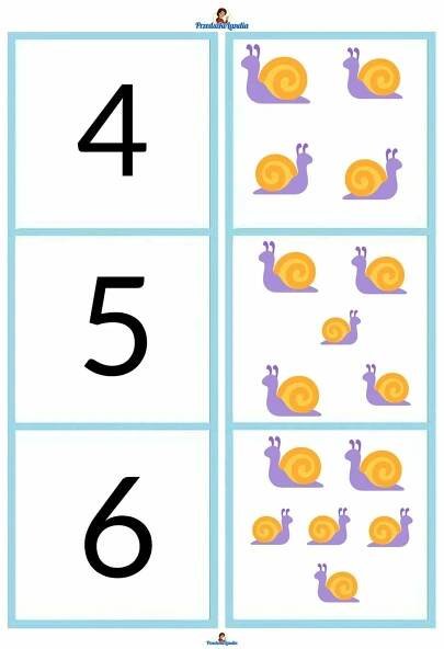 the numbers are arranged in rows with snails on them
