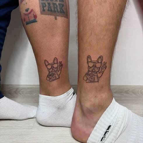 Společná tetování pro páry, zvířata, psi na noze | Tetovani.cz
