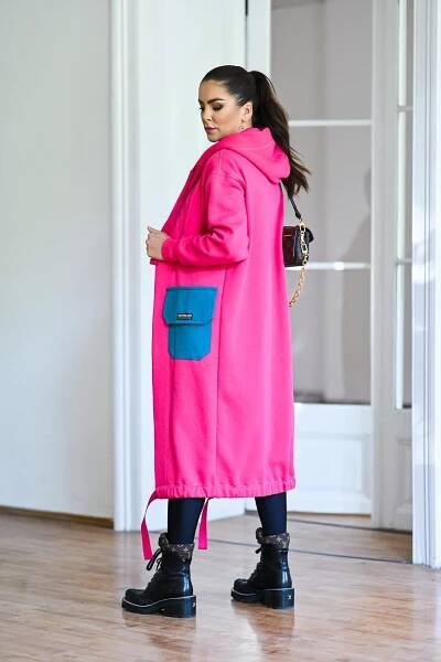 VERONIKAIN - KARDIGAN MAGENTA & OPAL GREEN / 2 DĹŽKY NA VÝBER!