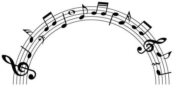 hudební noty duha, polovina kruhu s hudebními poznámkami, vektorová ilustrace. - quarter note stock ilustrace
