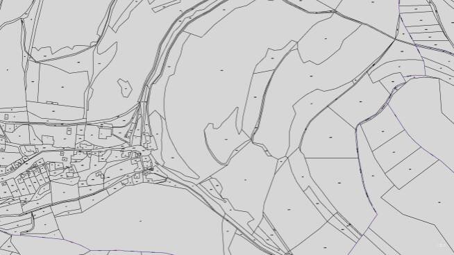 Katastrální mapa pozemků a čísla parcel Chrastová Lhota