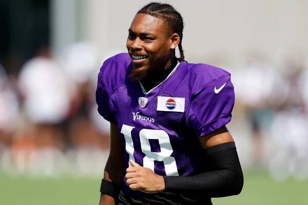 Justin Jefferson at Vikings training camp on Aug. 2, 2024. 