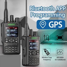 2PCS ABBREE AR-869 GPS Bluetooth APP Bezdrátová kopírovací frekvence Air Band Type-C Amatérské rádio VOX Lovecká vysílačka – koupit za nízké ceny na marketplace Joom