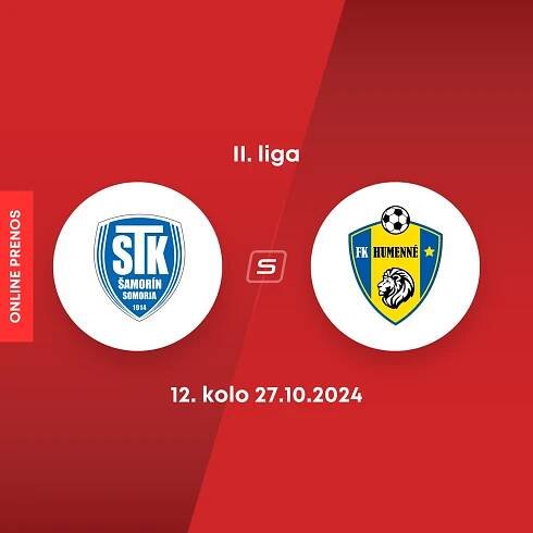 ONLINE: FC ŠTK 1914 Šamorín - FK Humenné dnes, MONACObet liga LIVE (II. liga, 12. kolo)