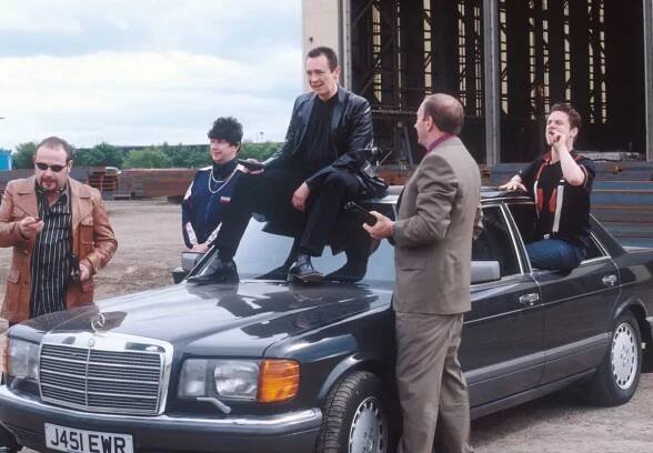 Simon - with his back to the camera - with Fast Show castmates John Thompson, Mark Williams, Paul Whitehouse and Rhys Thomas