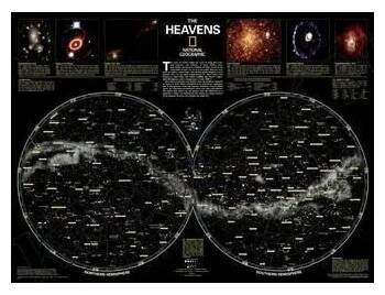 Hvězdná obloha National Geographic - nástěnná mapa 80 x 60 cm, lamino + lišty