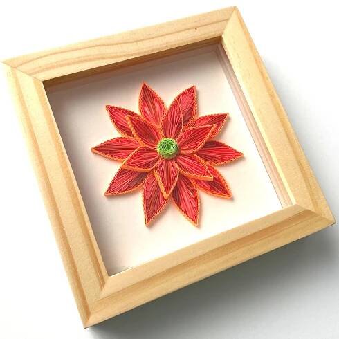 Quilling Bright Orange Flowers Paper Art - Unique Design For Home Decor - Size 5''x5’’ (F35)