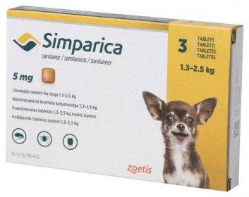 Simparica 5mg – 1.3 to 2.5kg 3 tablets