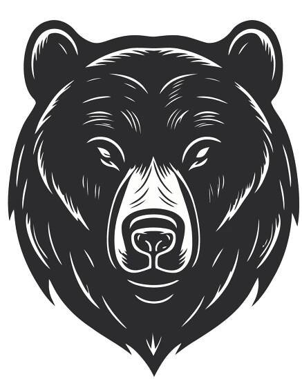 black white Grizzly bear Logo or polar bear head face silhouette logo