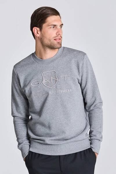 MIKINA GANT REG TONAL SHIELD C-NECK SWEAT GREY MELANGE