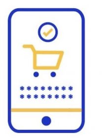 shopping trolley on phone screen icon