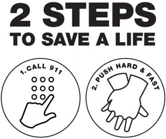 Two Steps to save a life. First, call 9 1 1. Second, push hard and fast.