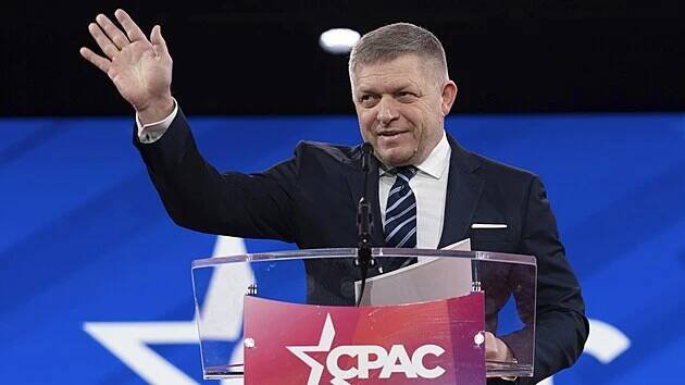 Slovenský premiér Robert Fico pronesl projev na konferenci konzervativců CPAC. (21. února 2025)