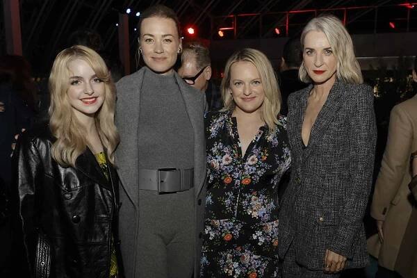 McKenna Grace, Yvonne Strahovski, Elizabeth Moss and Ever Carradine pose at the after party for Hulu's 