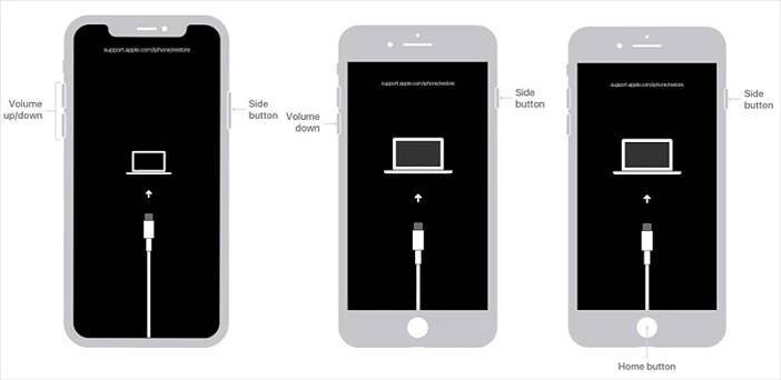 přejděte do režimu obnovení iPhone