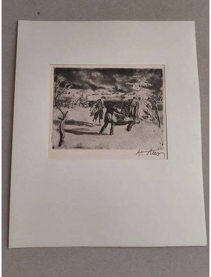 Adolf Alex Jelínek (1890 - 1957) - Po souboji - lept, grafika, signováno
