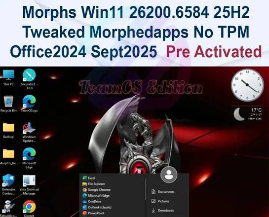 Morphs Win11 26200.6584 25H2 Tweaked Morphedapps No TPM Office2024 Sept2025