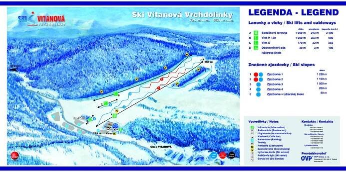 Vitanová - mapa sjezdovek