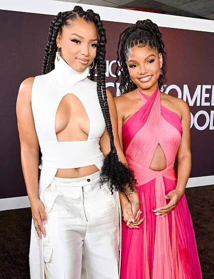 Chloe Bailey and Halle Bailey at Essence Black Women in Hollywood held at the Academy Museum of Motion Pictures on March 7, 2024 in Los Angeles, California.