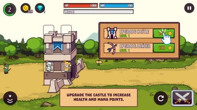 Castle Defender Saga Game How To Upgrade Castle Screenshot.