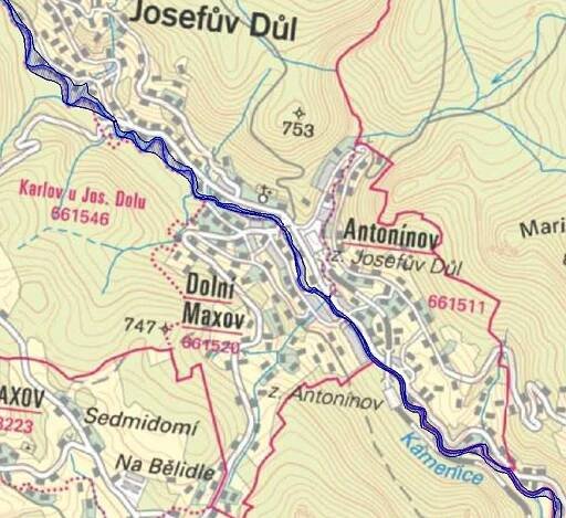 Mapa záplavového území - Josefův Důl - Povodňový portál