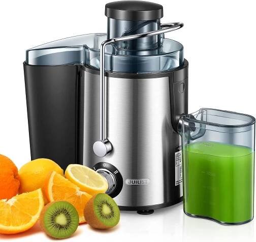 Odšťavňovač zeleniny a ovoce, odstředivý odšťavňovač s příkonem 600 W, snadné čištění a ochrana proti odkapávání, 2 nastavení rychlosti HDeye