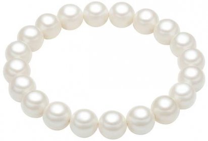 Perlový náramek Muschel, bílé perly, ⌀ 1 x délka 16 cm