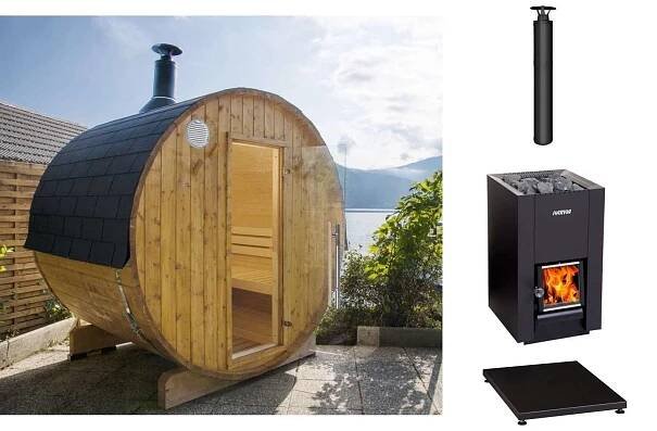 Harvia Fasssauna Kammi 180 mit Holzofen