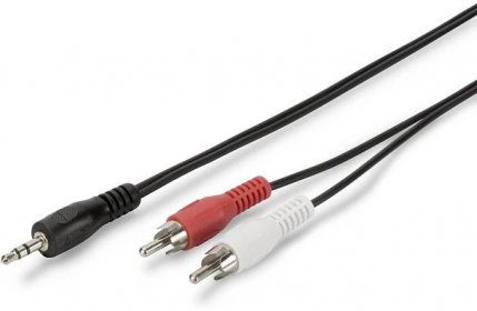 Digitus AK-510300-015-S jack / cinch audio kabel [1x jack zástrčka 3,5 mm - 2x cinch zástrčka] 1.50 m černá jednoduché stínění, kulatý