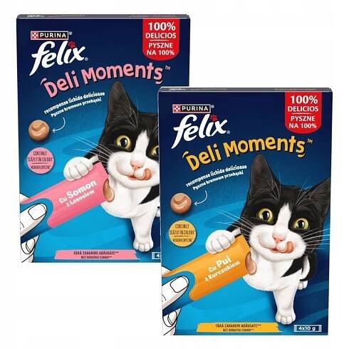 Felix Deli Moments 8x10g Krémové pamlsky pro kočky Mix 2 příchutí