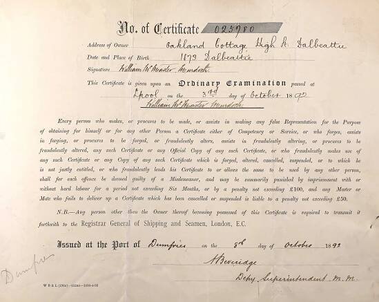 Murdoch's Merchant Service Records | William Murdoch