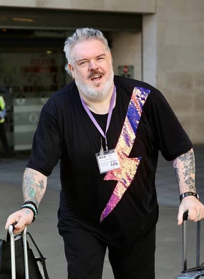 Kristian Nairn leaving BBC Radio studios.