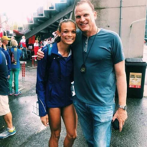 Anna Hall with her father