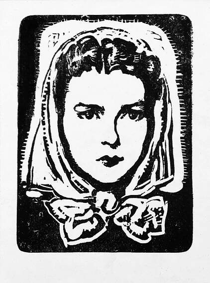 František Xaver Naske – Portrét, linoryt, prodej grafiky, ca 1940