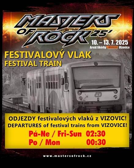 Speciální festivalové vlaky po skončení programu na MASTERS OF ROCK i letos! | PRAGOKONCERT BOHEMIA, a.s.