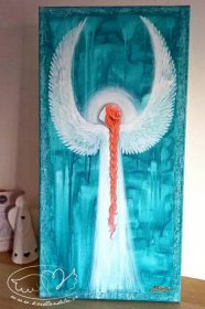 Obraz - Anděl Radosti- Olej na plátně 60x30cm - KřídlAndělů