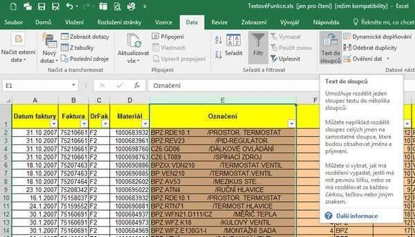 Rozdělení textu do více sloupců v MS Excel - Jubela s.r.o.