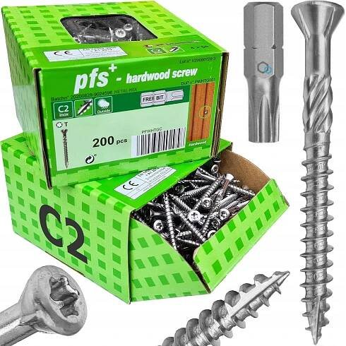 TERASOVÉ ŠROUBY 5x70 NEREZOVÉ C2 TORX + BIT 200ks