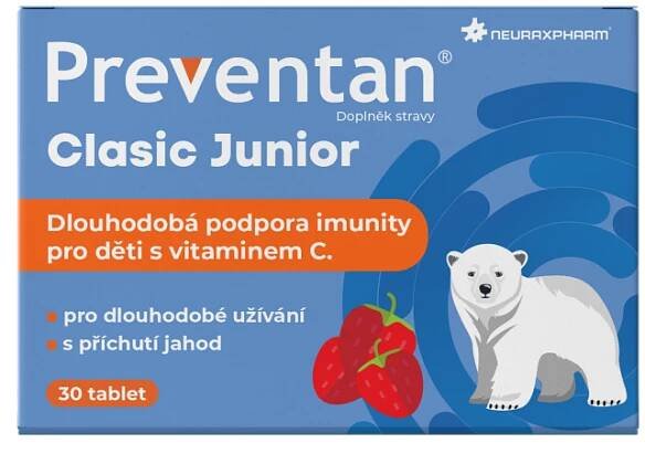 Neuraxpharm Preventan Clasic Junior tbl príchuť jahoda 1x30 ks