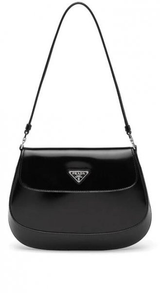 Prada + Cleo Brushed Leather Shoulder Bag With Flap