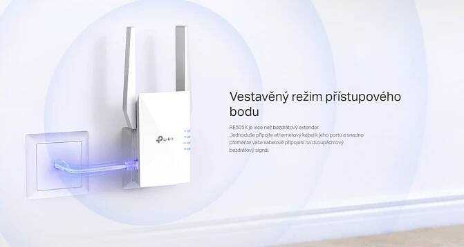 TP-Link RE505X / AX1500 Wi-Fi 6 Range Extender / Dual-Band / 2.4G | Mironet.cz