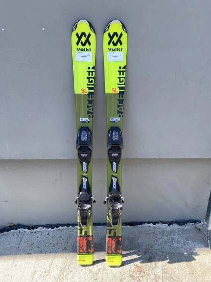Bazar - Dětské sjezdové lyže Völkl Racetiger Jr SL yellow 19/20 + VMotion 4.5 - délka 110 cm