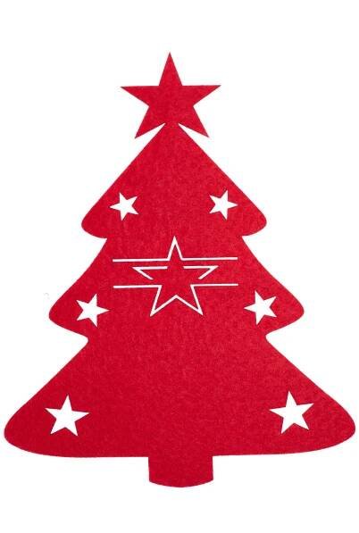 Vánoční obal na příbor stromeček 17 x 21 cm červený 6 ks