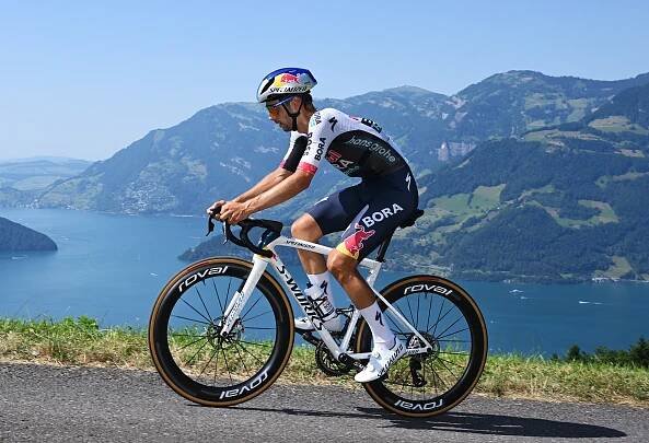 STOCKHUTTE, SWITZERLAND - JUNE 22: Matteo Sobrero of Italy and Team Red Bull - BORA - hansgrohe competes during the 88th Tour de Suisse 2025, Stage 8 a 10km individual time trial stage from Beckenried to Stockhutte 1268m / #UCIWT / on June 22, 2025 in Stockhutte, Switzerland. (Photo by Tim de Waele/Getty Images)