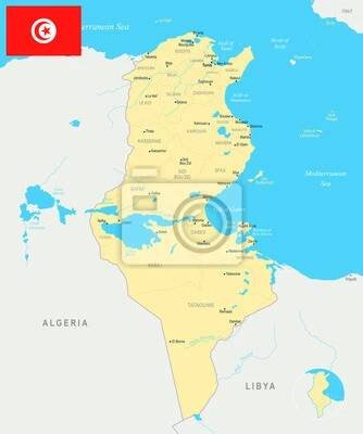 Tunisia Map - Detailed Vector Illustration