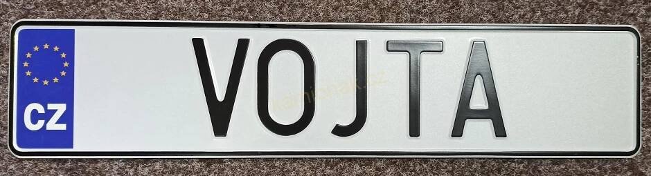Jmenovka / cedulka plechová BÍLÁ CZ - vlastní název