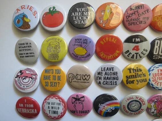 Vintage Style Pinback Buttons - 60s 70s 80s Misc. Novelty Pins - You Choose - Reproduction Retro Pin Button - 1" & 1.25" - Made to Order image 5